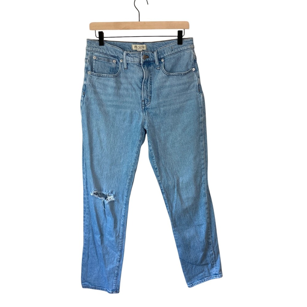 MADEWELL Jeans Women‎ Size 30 Distressed Knee High Rise Light Wash Tapered